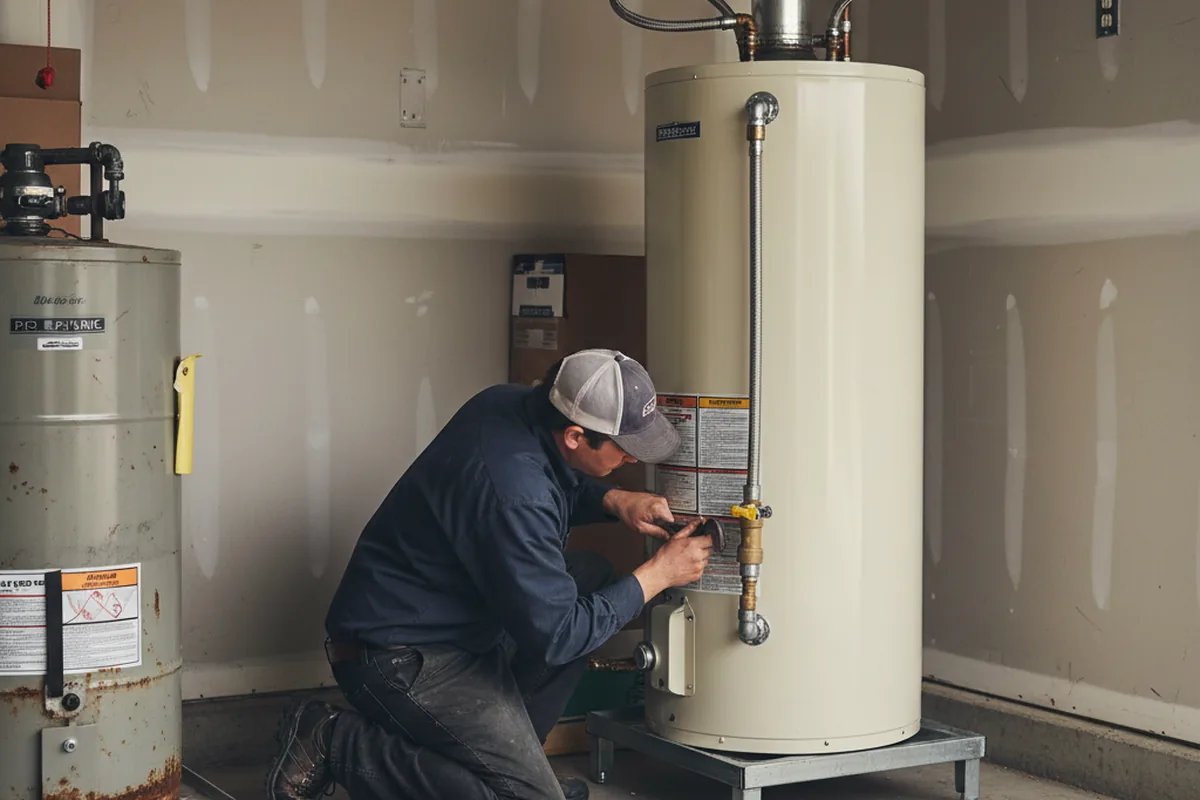 Water heater and shutoff valve replacement in Belle