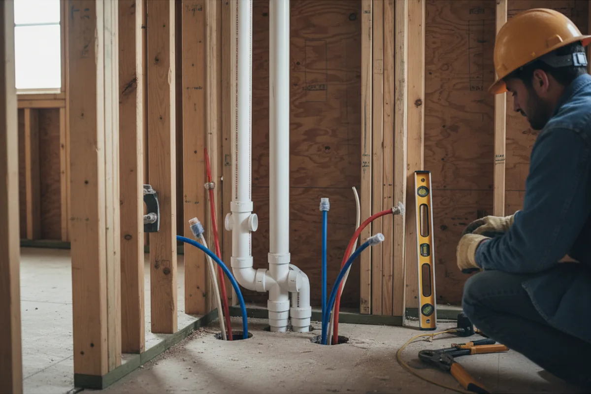 Drain and supply rough-in during Toilet Repair and Installation in Belle